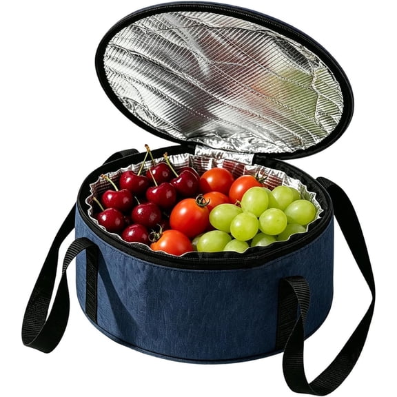 Insulated Casserole Carrier, 12 Inch Round Thermal Tote with Handles for Party Camping