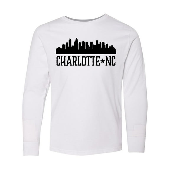 Inktastic Charlotte North Carolina Skyline NC City Long Sleeve Youth T-Shirt