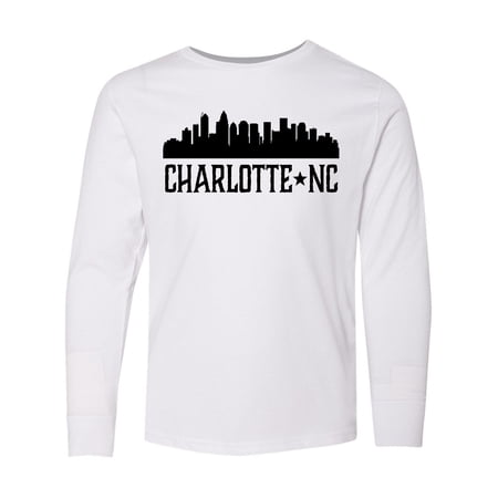 Inktastic Charlotte North Carolina Skyline NC City Long Sleeve Youth T-Shirt