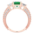 thumbnail image 4 of 3.61 ct Emerald Cut Simulated Emerald Three-Stone Engagement Ring for Women in 18K Rose Gold, 4 of 5