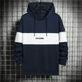 thumbnail image 2 of BXINGOHAI Fashion Hoodies Sweatshirts For Men Color Block Hooded Sweatshirt 2024 Jogging Workout Long Sleeve Pullover Shirts With Pocket Drawstring Today Sales Dark Blue,M, 2 of 6