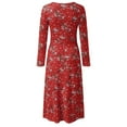 thumbnail image 4 of IDALL Floral Dress,Long Sleeve Dress Women Floral Beach Dress Long Sleeve Casual Party Vintage Boho Dress Petite Dresses,Womens Dresses,Casual Dresses for Women Red Dress M, 4 of 8