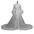 thumbnail image 4 of BYHONG Women Fashion Sexy Robe Long Lingerie Nightgown Bathrobe Sleepwear Bridal Robe Lace Lingerie Women’s Underwear Grey One Size, 4 of 6