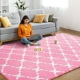 thumbnail image 5 of TWINNIS 4'x6' Area Rug Geometric Non Slip Fluffy Carpet,Soft Plush Polyester Rug for Living Room Bedroom,Pink White, 5 of 9