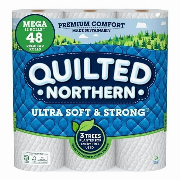 Quilted Northern 6017589 415.47 sq ft. White Ultra Soft & Strong Toilet Paper, 12 Rolls - 328 Sheet