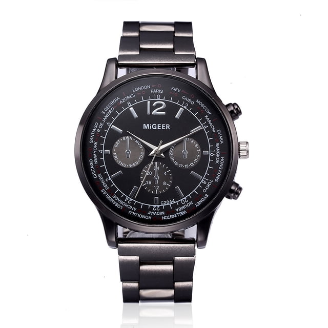WIFKLSIIPG Montre-Bracelet Analogique en Acier Inoxydable pour Homme