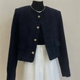 thumbnail image 3 of Black Small Fragrant Style Wool Jacket For Women Autumn Winter Advanced Sense Short Tweed Woolen Coat Temperament Outwear Tops, 3 of 6
