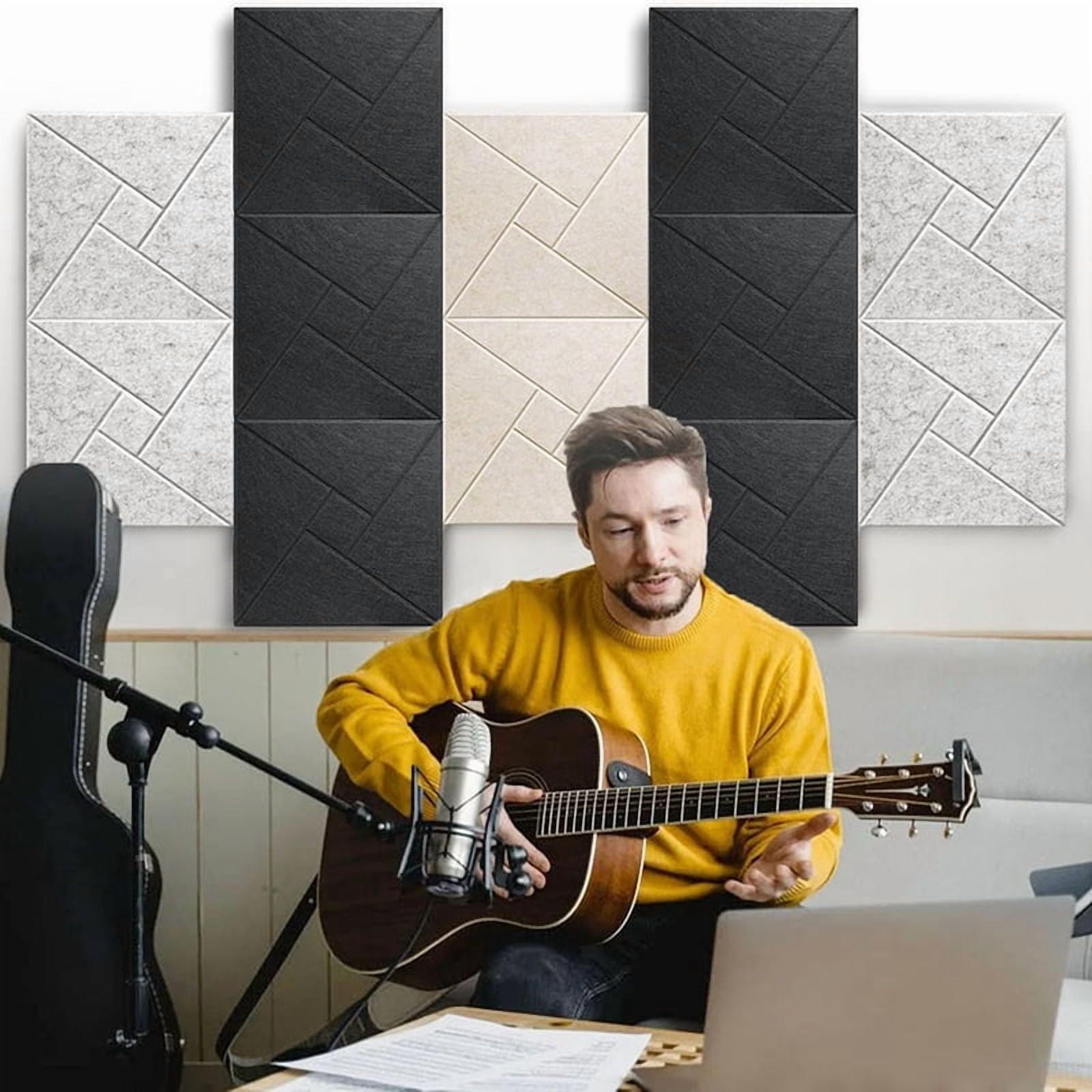 12Pcs Acoustic Panels, 12x12x0.4In Sound Proof Foam Panels, Black