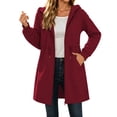 thumbnail image 5 of IUYRTFE Women's Long Zip Up Hoodie Jacket with Pockets Casual Lightweight Hooded Coat, 5 of 7