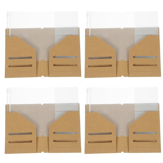 FELTECHELECTR 4 fundas de papel kraft para pasaporte de viaje con 4 carteras organizadoras de pasaporte de PVC.
