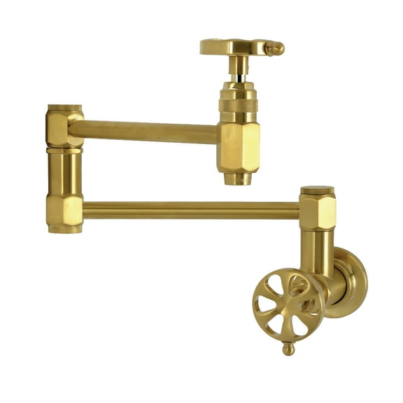 Kingston Brass KS5107RX Belknap Wall Mount Pot Filler Faucet in Brushed Brass