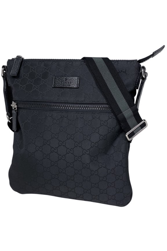 Pre-Owned Gucci GG Pattern Shoulder Bag, Crossbody Nylon, Black, 449184, Women's