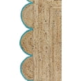thumbnail image 3 of Turquoise Scalloped Natural Jute Area Rug, Natural Red Boho Scallop Colored Trim, 3 of 4
