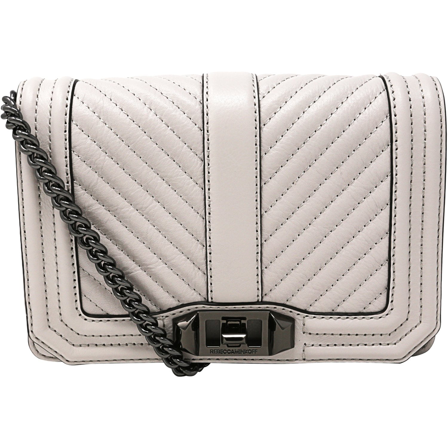 Rebecca Minkoff Women's Small Love Chevron Quilted Leather Crossbody Cross  Body Bag - Putty