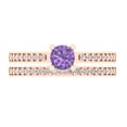 thumbnail image 2 of Clara Pucci 18K Rose Gold 0.86 Simulated Alexandrite Engraveable Engagement Ring + Wedding Band Set, 2 of 7
