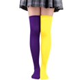 thumbnail image 2 of Halloween Thigh High Socks for Women Over Knee Socks Long Color Block Stockings (K), 2 of 7