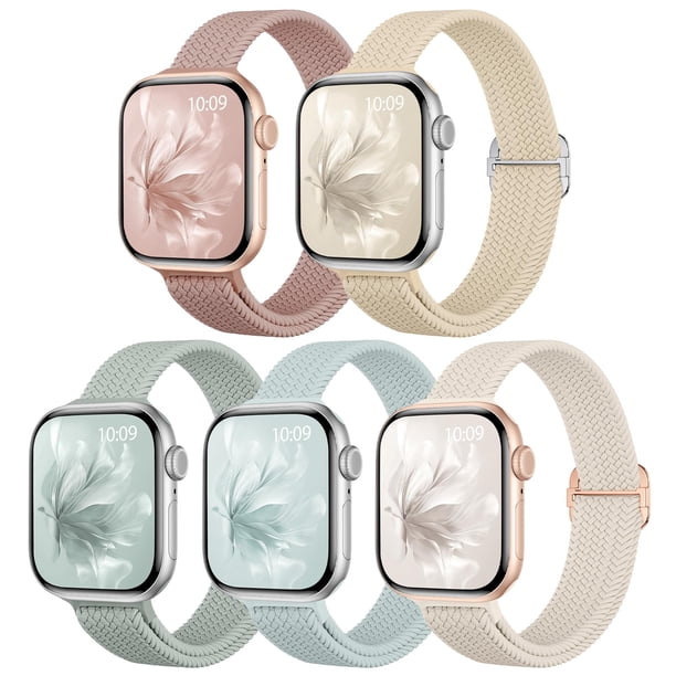 Pulseras de reloj Osochic, delgadas, trenzadas, de nailon elástico, paquete de 5 unidades, 40-49 mm