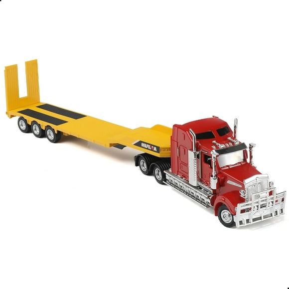 Nuotie Jouet de Semi-Remorque avec Remorque, Camions Modèles Moulés sous Pression Kenworth W900 à l'Échelle 1/50, Cadeaux de Semi-Remorque et de Remorque en Alliage Métallique pour Garçons Collectionneur de Voitures Miniatures pour Adultes (Remorque Plaquée Rouge)