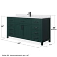 thumbnail image 5 of Wyndham Collection Beckett 66" Wood Single Bathroom Vanity in Green/Matte Black, 5 of 6