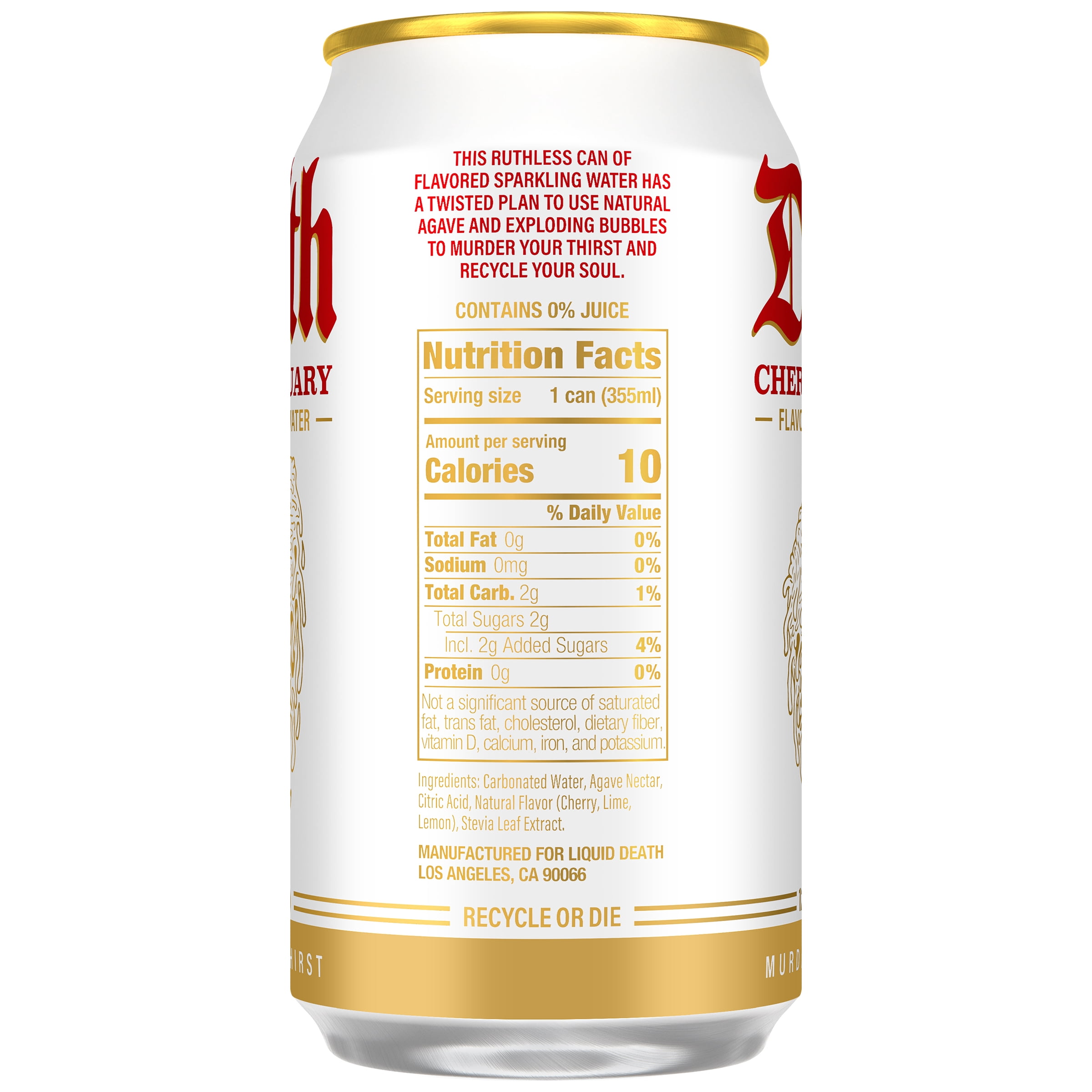 Liquid Death, Cherry Obituary, Soda-Flavored Sparkling Water, 6-Pack (12 fl oz Cans), Low Sugar, Huge Flavor and No Artificial Sweeteners