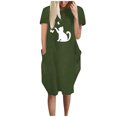 thumbnail image 1 of Vestido suelto de manga corta informal con estampado floral de moda de verano para mujer con bolsillo y cuello redondo Pompotops ghjkhdj13708, 1 of 5