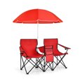 thumbnail image 5 of Biotree 2-Person Folding Outdoor Loveseat Camp Chair with Shade Canopy for Camping Beach Picnic, Red, 5 of 9