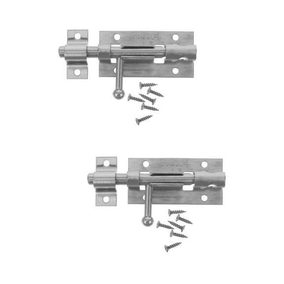 FRCOLOR 2pcs 4 Inches Sliding Lock Length Stainless Steel Door Latch Barrel Bolt Silver(Silver)