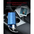 thumbnail image 7 of BESTEK 500W Pure Sine Wave Power Inverter DC 12V to AC 110V Car Plug Inverter Adapter Power Converter with 4.2A Dual USB Charging Ports and 2 AC Outlets Car Charger, ETL Listed, Blue, 7 of 7