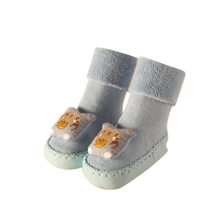 

ZMHEGW Children Toddler Autumn And Winter Boys And Girls Floor Sports Shoes And Socks Flat Sole Non Slip Warm Comfortable Cute Cartoon Pattern