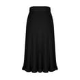 thumbnail image 5 of Ndbuld Womens Skirt Boho Elastic High Waist Ankle High Waisted A-Line Long Maxi Skirt Women Solid Color Mink Ruffle Pleated Skirt High Waisted Knitted Half Skirt,Black, 5 of 6