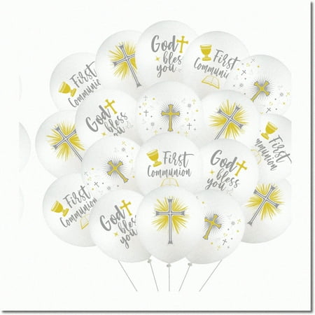 Blessed Moments Balloon Set: 48 Cross Doves & Chalice Latex Balloons - Perfect for Baptism, First Communion, Christening, Confirmation Decorations & Supplies - God Bless You!