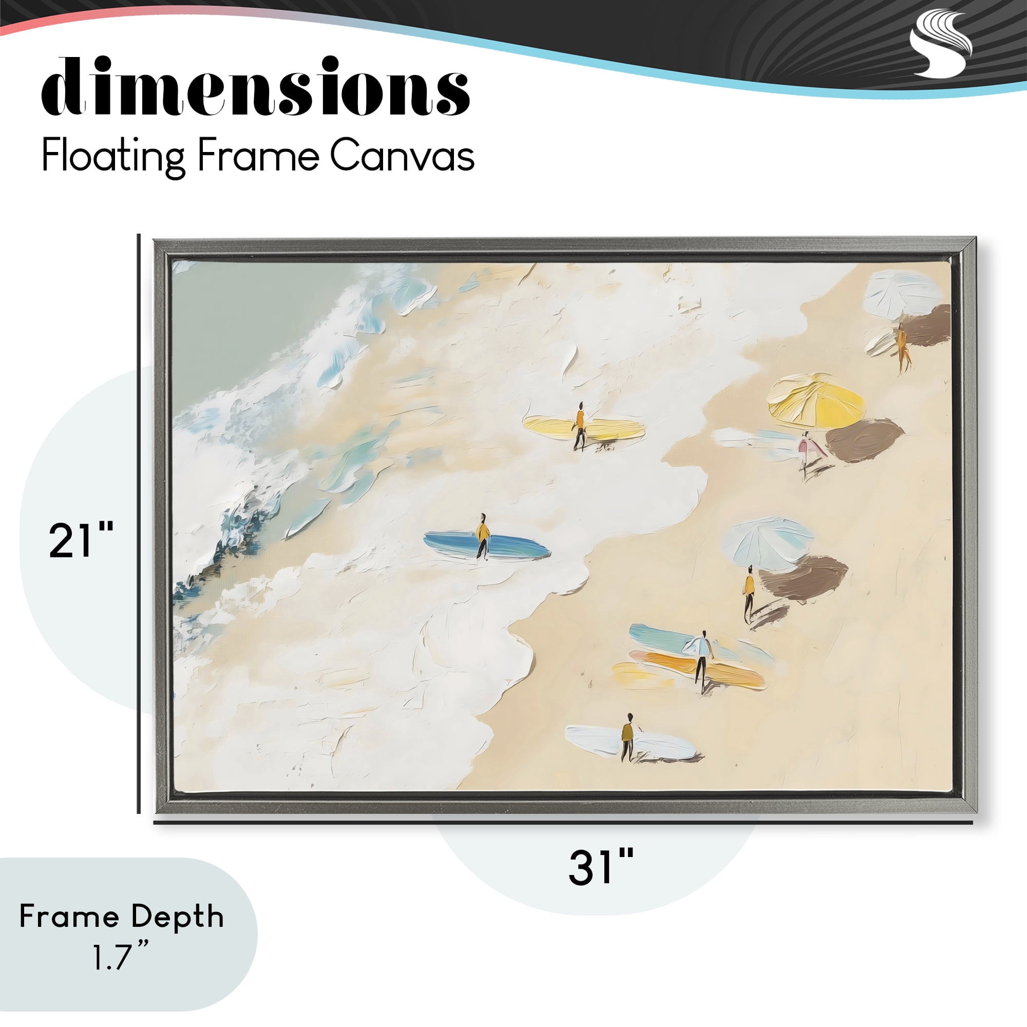 Stupell Industries Beach Surf Summer Scene Gray Framed Floater Canvas Wall Art, design by LSR Design Studio