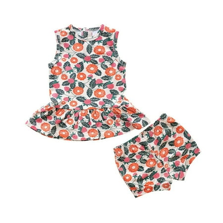 

Addie Joy Company Baby Toddler Girls Strawberry Summer Outfit Peplum Tank and Shorts Set (Sizes 3M - 4t)