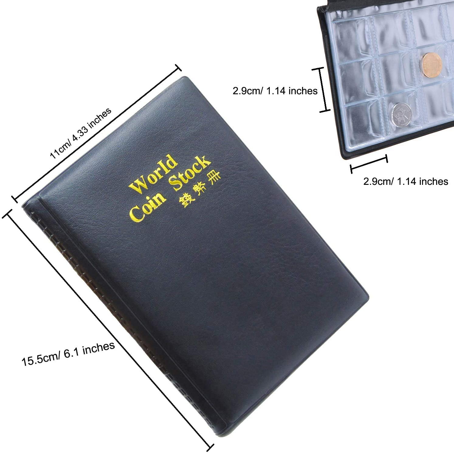 Coin Flip Holder Albums - 120 Pockets 2x2 inches Coin Storage Books for  Coin Cardboard Collection Holders CS43BK