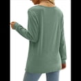 thumbnail image 4 of Blusa Elegante Informal con Cuello en Forma de Corazón y Larga para Mujer, Color Liso, Estilo Túnica, Tipo Suéter. Verde L, 4 of 5