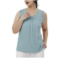thumbnail image 2 of Antinious Pajama Tank Tops for Women Solid Crew Neck Sleeveless Tank Top With ,Holiday!Sleep Shirts for Women,Women Tops Casual,Light Blue,Free Size, 2 of 5
