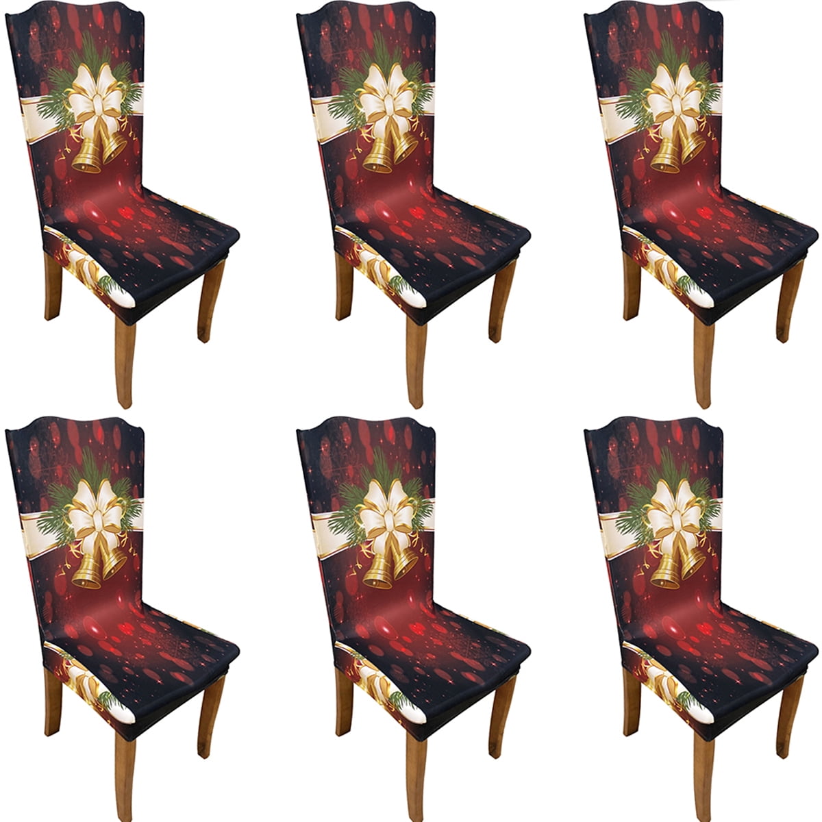 Christmas Dining Room Chair Covers Set of 6, Stretch Chairs Removable