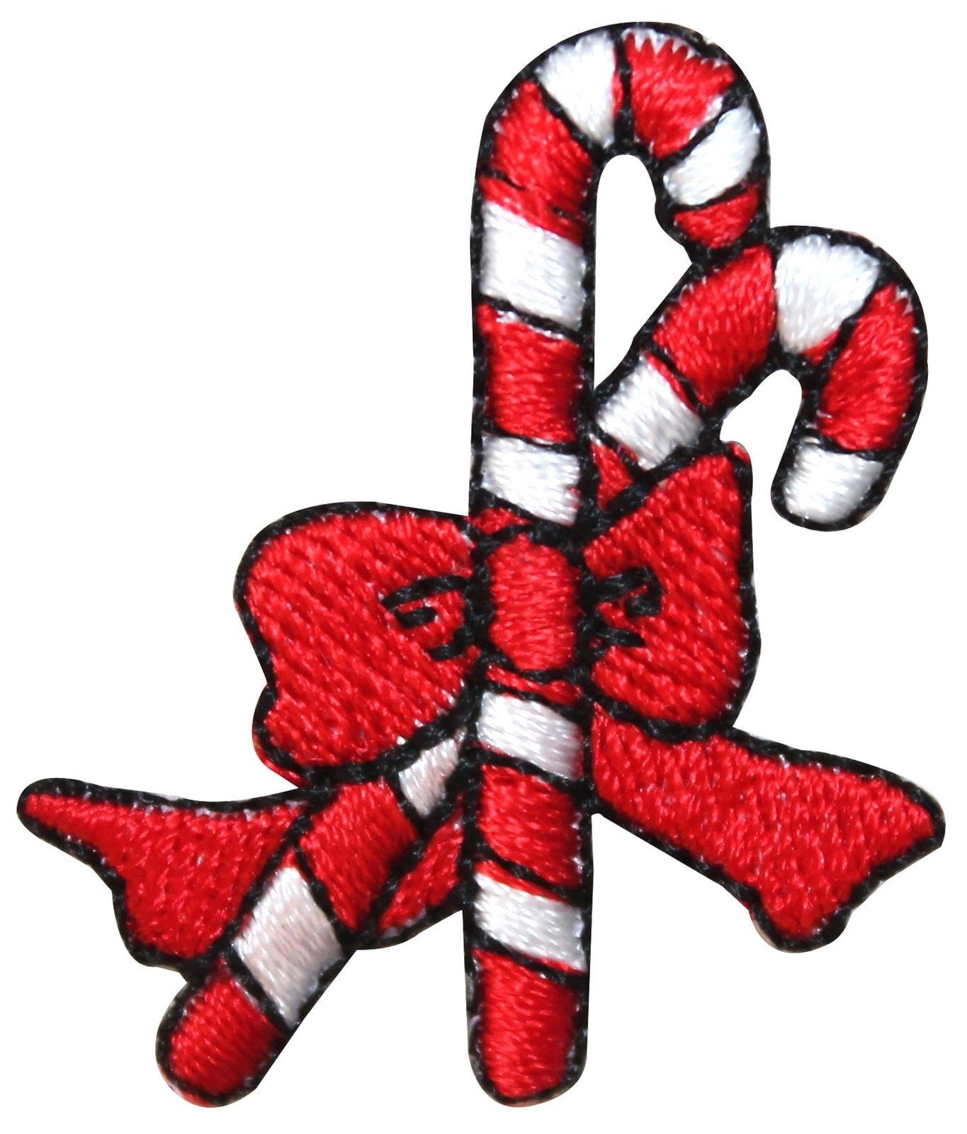 ID 8220D Candy Canes With Bow Patch Christmas Treat Embroidered Iron On ...