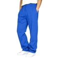 thumbnail image 2 of GrmtClth Mens Open‑Bottom Athletic Sweatpants Straight‑Leg Baggy‑Fit Elastic Drawstring Waist Trousers With Pockets, 2 of 8