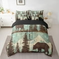 thumbnail image 2 of Homewish Wildlife Bear Moose 7-Piece Twin Bedding Sets,Country Farmhouse Lodge Bedding Comforter Set,Blue Beige Sheet Sets For Teens,Ultra Soft Home Decor Reversible, 2 of 8