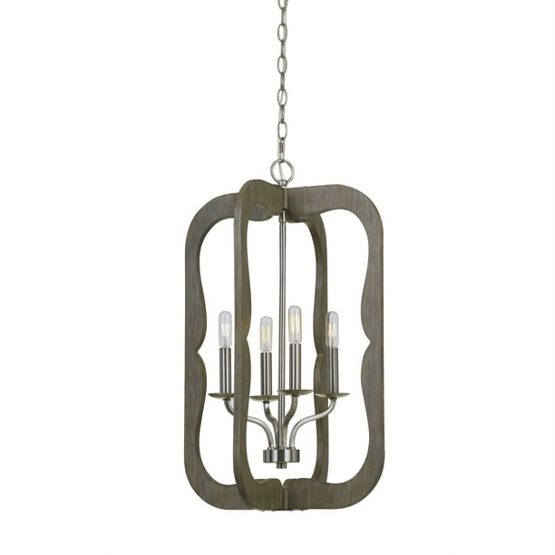 Wooden Cut Out Design Frame Pendant Fixture With Chain Distressed Brown Com Wooden Cut Out Design Frame Pendant, Wooden Chandelier Cutout