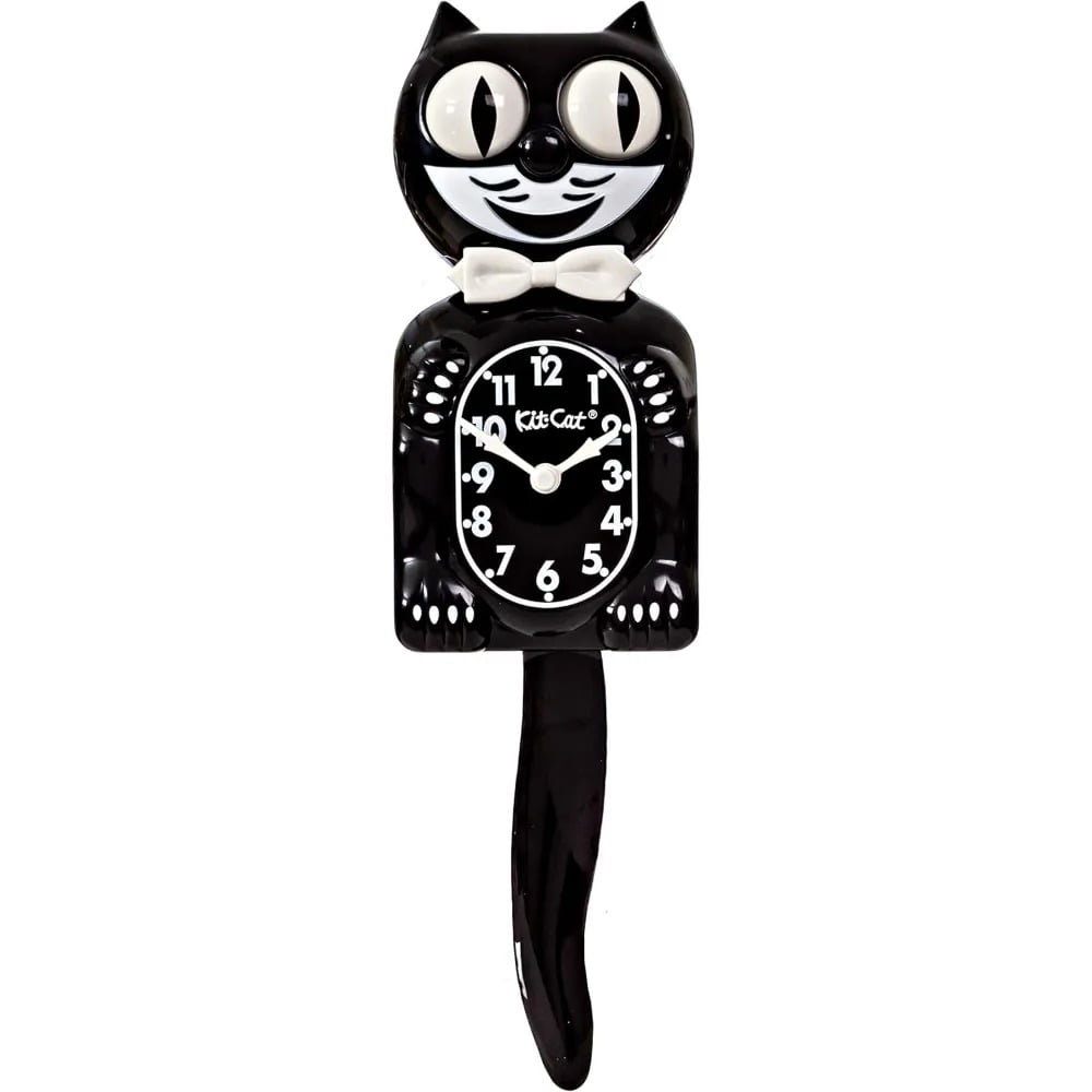 Kit Cat Klock Gentlemen The Original (Classic Black) Iconic Retro Cat Clock with Moving Eyes and