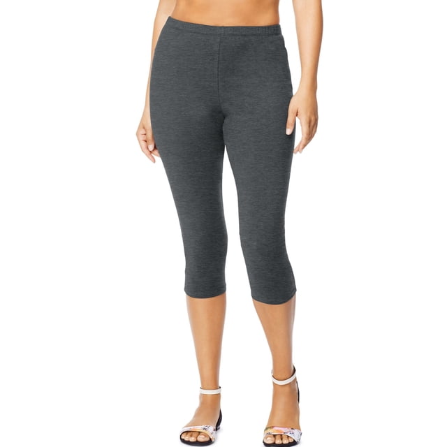 Just My Size Leggings Capri en Jersey de Coton Extensible pour Femmes, 5X, Charbon Chiné