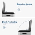 thumbnail image 5 of 13.2+5.2 Gallon Dual Compartment Step Trash Can, Stainless Steel Recycling Garbage Bin with Soft Close Lid & Removable Inner Buckets, Hands-Free Kitchen Waste Sorting Bin, 5 of 6