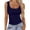Dark blue, variant on Gsakboxl Womens Summer Tops Women Square Neck Ribbed Knit Cropped Sleeveless Tank Top Trendy Slim Fit Summer Casual Basic Tee Camisole Beige L