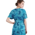 thumbnail image 4 of Made by Johnny Women's Airy Short Sleeve Kimono Style Deep V Neck Tie dye Dress L TEAL, 4 of 6