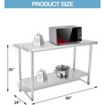 thumbnail image 2 of Table de Travail en Acier Inoxydable NSF 60x24 Po avec Tablette Inférieure Réglable et Support de Sac à Ordures Détachable, Table de Préparation Commerciale Robuste pour Cuisine, Maison, Restaurant, 2 of 8