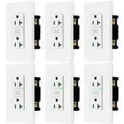 20amp GFCI Outlets, Non-Tamper-Resistant GFI Duplex Receptacles with LED Indicator, Ground Fault Circuit Interrupter with Wall Plate, ETL Listed, White, 6 Pack