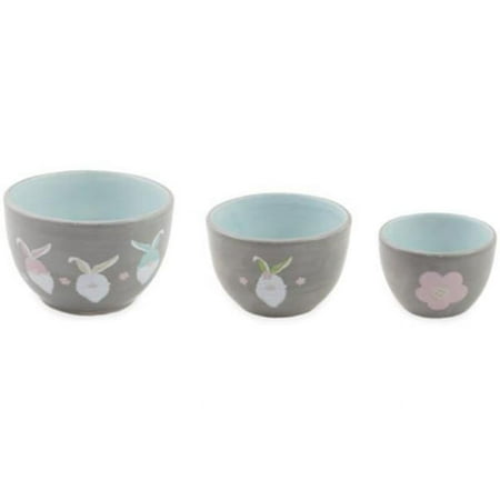 Boston International KAC22226 Bunny Gnomes Ceramic Prep Bowl, Set of 3