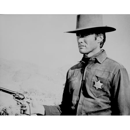 Clint Eastwood in Police Uniform with Pistol Portrait Photo